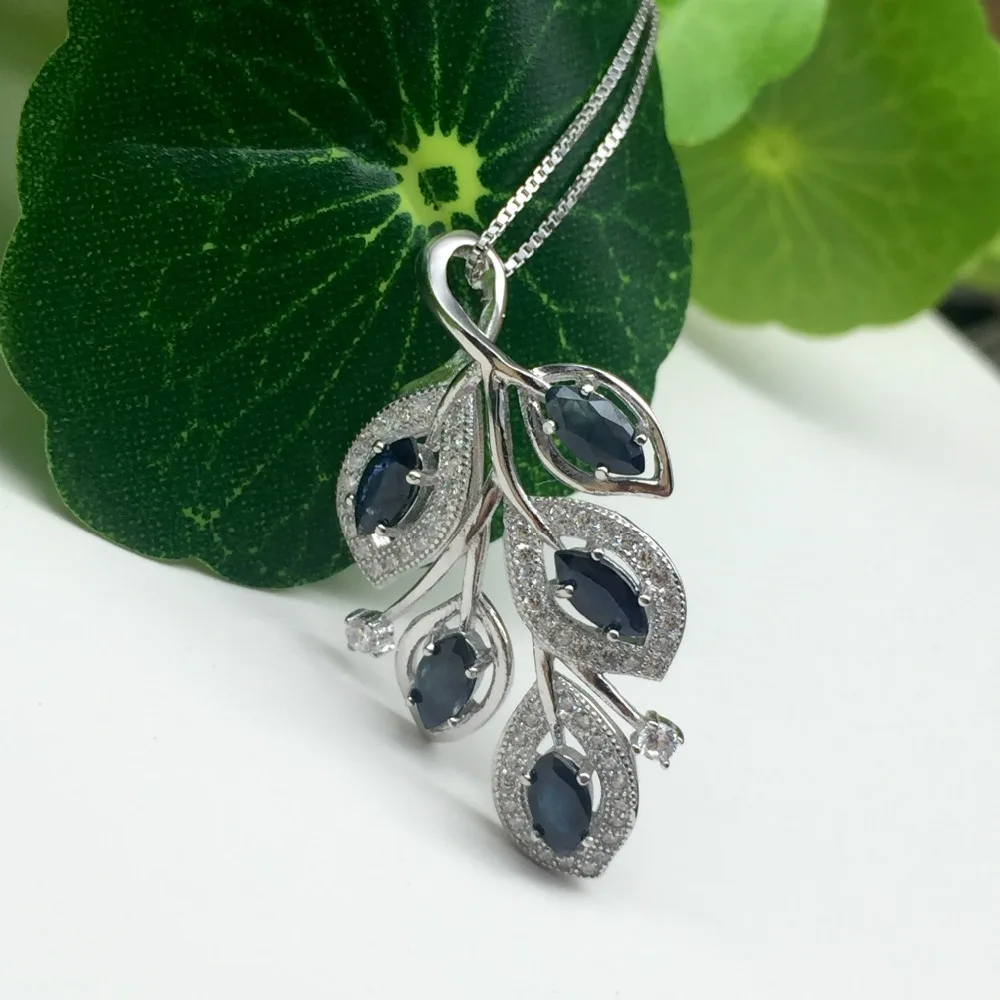 KJJEAXCMY boutique jewels 925 серебро инкрустировано природными листьями женский кулон с