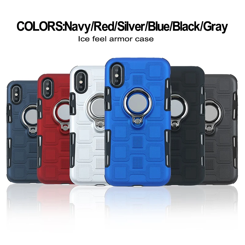 Матовый чехол Roc Joan Ice Feel для IPhone 6 6s Plus/7 8 Plus/X 10 Armor металлическое кольцо