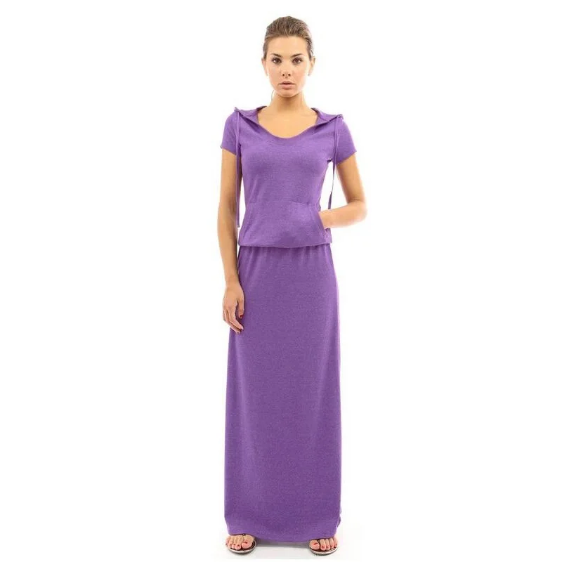 Летнее платье макси новинка 2017 года поступления Модная тонкая талия с капюшоном