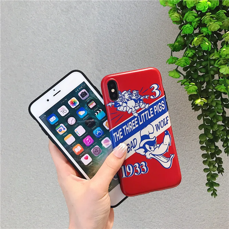 three little pigs timber wolf red dull polish soft shell phone Case For Apple iphone 6 6s 7 8 Plus X XS XR MAX |