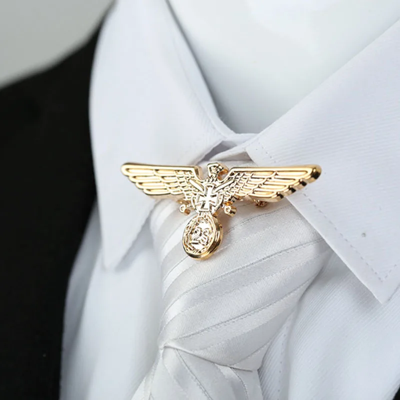 Оптовая продажа 2 шт Золотой пистолет черная Мода Птица Ювелирные изделия Орел