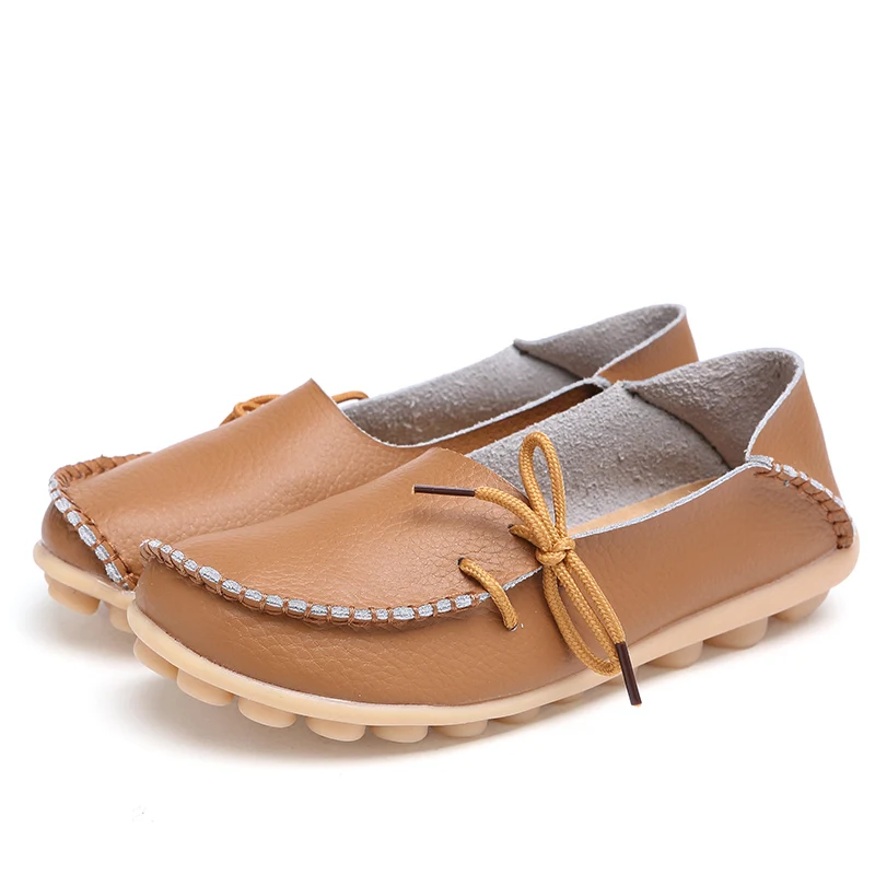 Light brown Aphixta/обувь из натуральной кожи; женские лоферы; туфли на плоской подошве; мокасины; женская обувь из коровьей кожи; женские балетки на плоской подошве - Цвет: Light brown