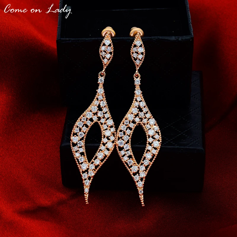 

2017 New 925 Sterling Sliver Needle Long Hollow Leaf Set With AAAA Rhinestone Stud Earrings For Women Er091