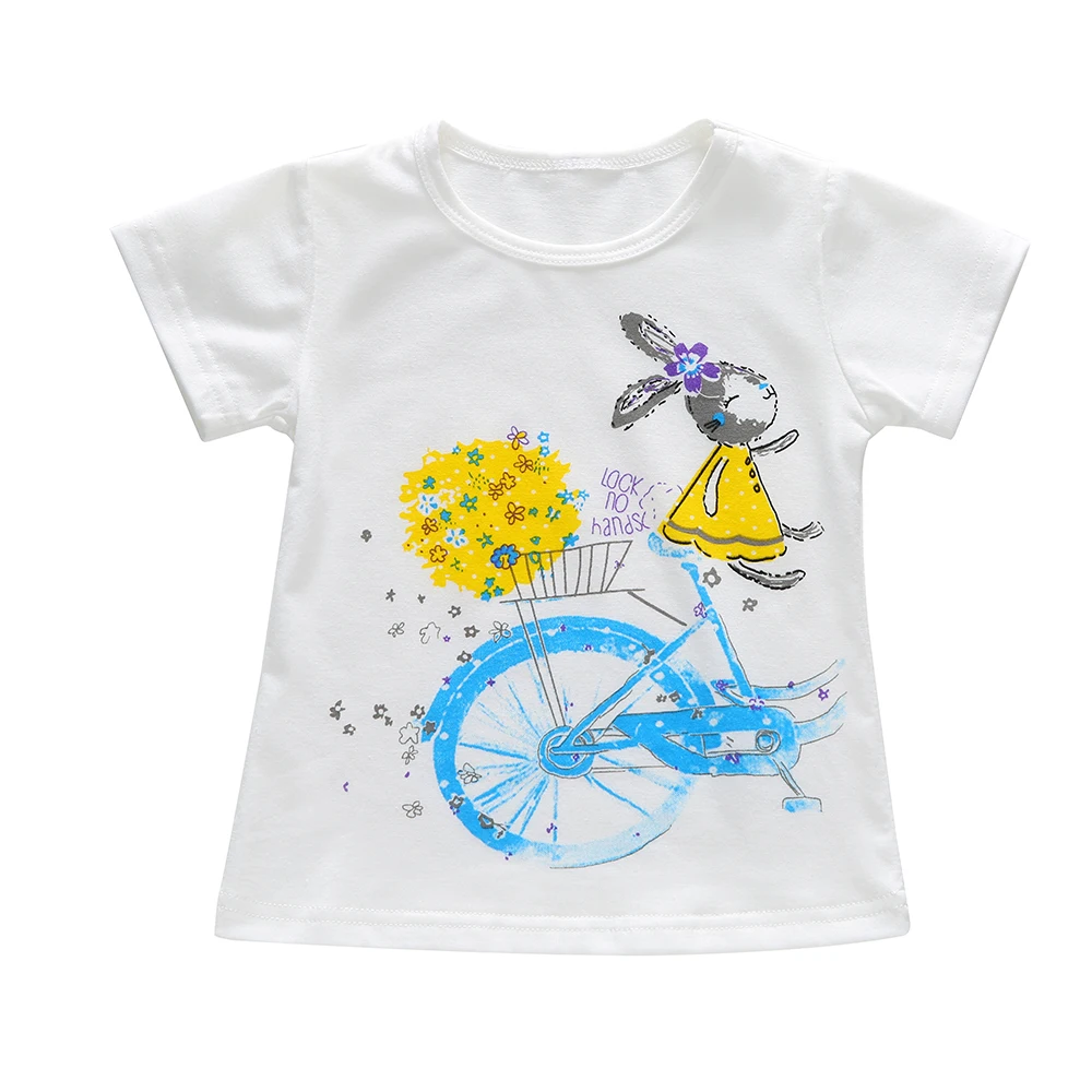 Летние хлопковые футболки для маленьких девочек Детская футболка с коротким