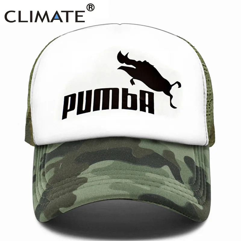 Camouflage Климат веселый принт pumba Trucker Кепка Король Лев Кепка Hakuna Matata шляпа мужская бейсболка s крутая летняя сетчатая Кепка Дальнобойщика шляпа для мужчин - Цвет: Camouflage