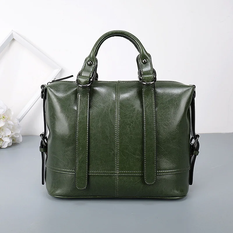 green Американский стиль, коровья кожа, сумки через плечо, натуральная кожа, женские сумки, высокое качество, многофункциональные, женские, масло, кожа, сумки - Цвет: green