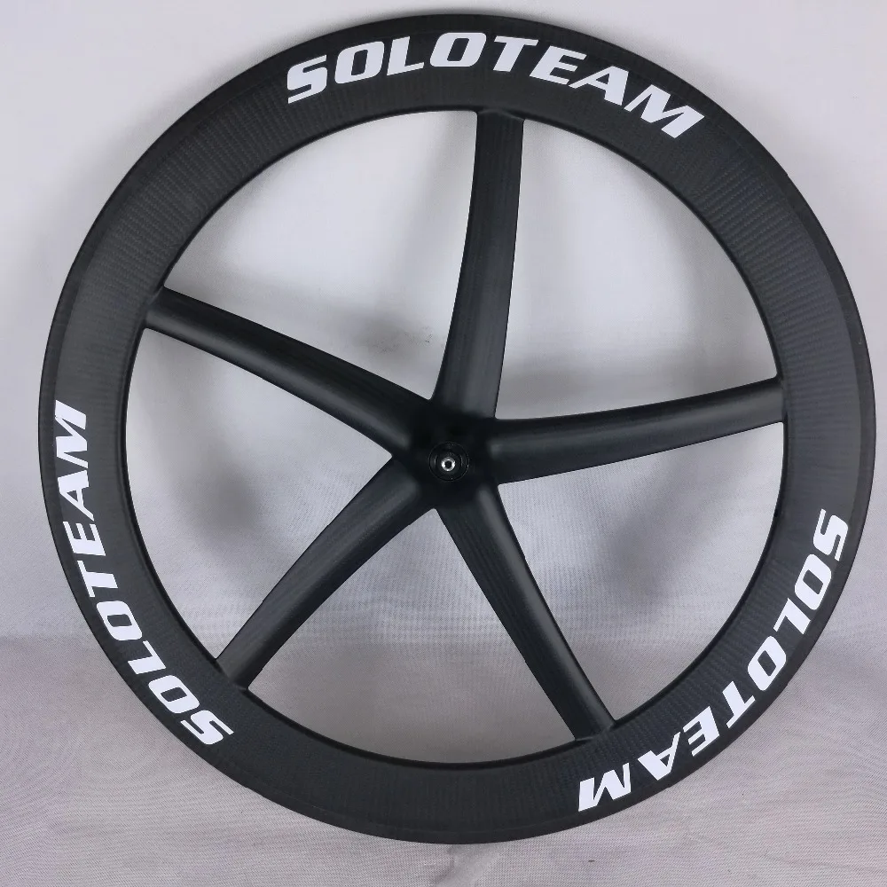 Углеродное 5 спицевое колесо дорожное фиксированное зубчатое полностью