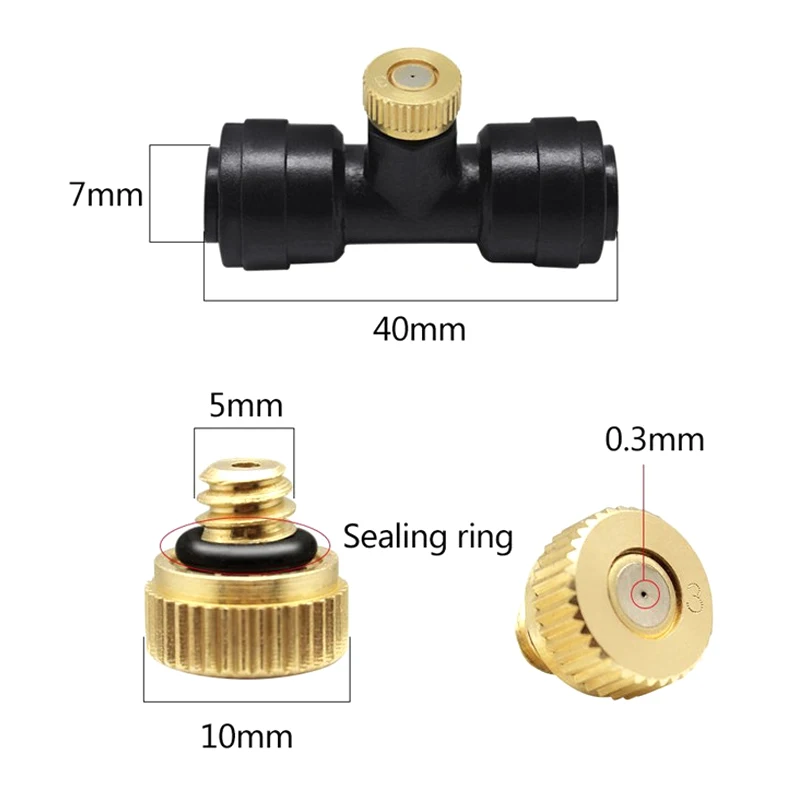 

Brass Misting Nozzles Kit 10x 0.3mm 10/24 UNC+10x Slip-Lok Misting Nozzle+1x Plug Set TT-best