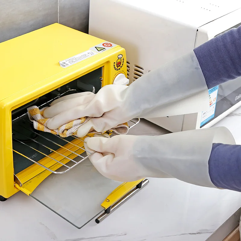 Одна пара износостойких резиновых перчаток для кухонной посуды скруббер