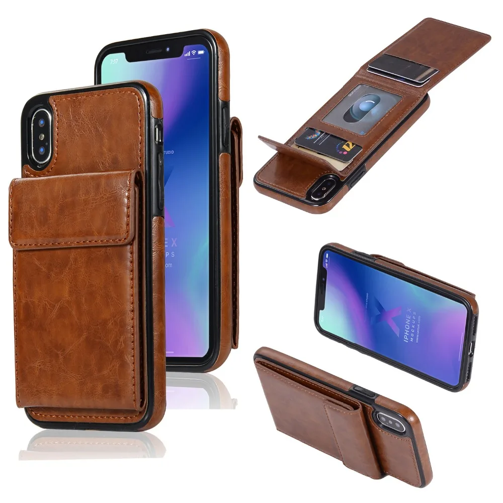 Роскошный откидной Чехол-книжка с магнитной подставкой для Apple iphone X/8/7/6 S/6/5S/5 Plus, чехол, держатель для карт