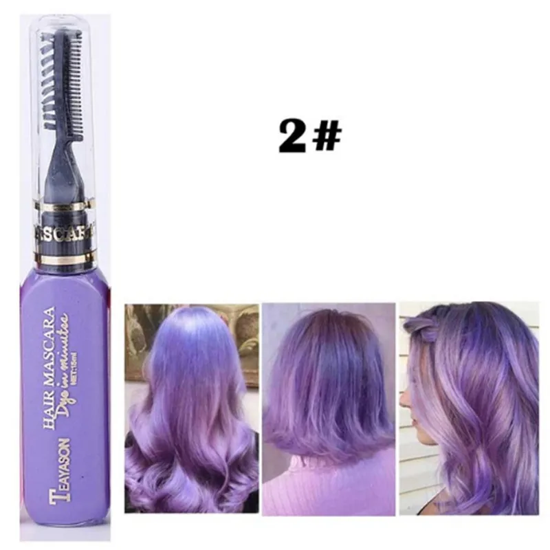 purple 13 цветов, одноразовая краска для волос, временная, Нетоксичная, сделай сам, краска для волос, тушь для ресниц, крем, синий, серый, фиолетовый - Цвет: purple