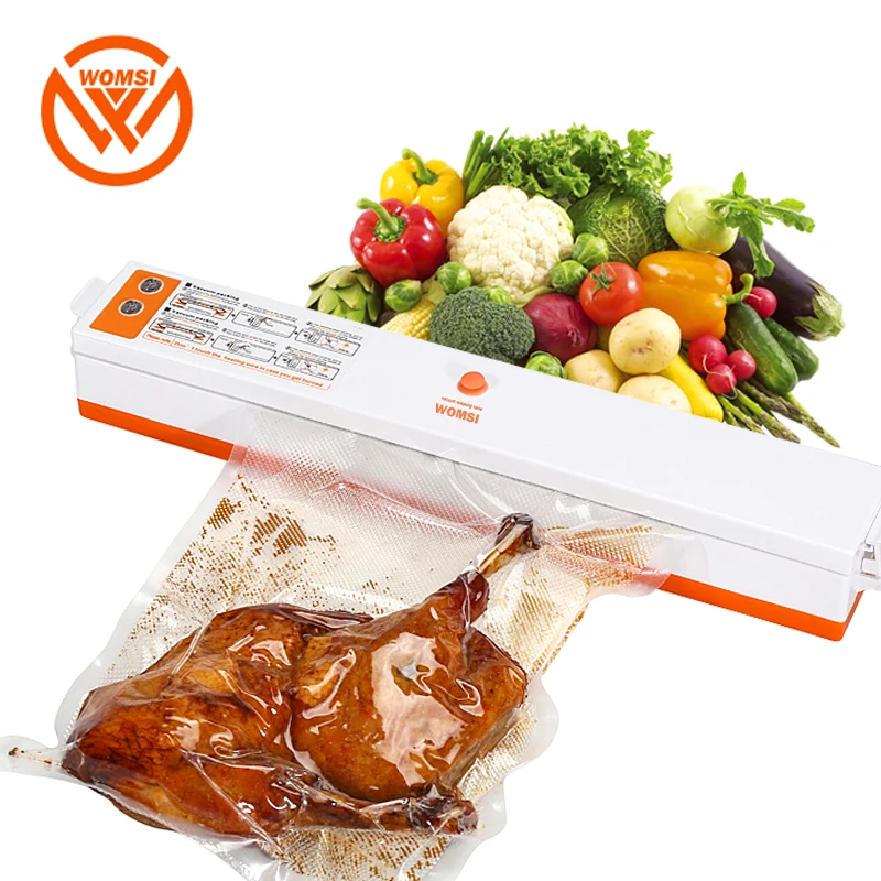 

WOMSI 220V/110V Household Food Vacuum Sealer Packaging Machine Film Sealer Vacuum Packer Including 15Pcs bags free