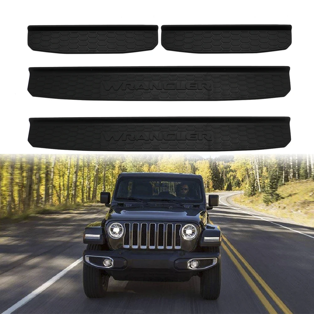 Черная 4 дверная Пластиковая Накладка на порог для JEEP WRANGLER 2018 JL автозапчасти