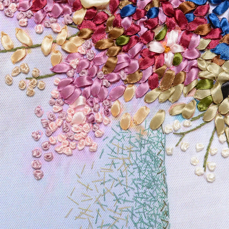 Сделай Сам лента вышивка с цветочным рисунком Цвет принтом из плотной ткани