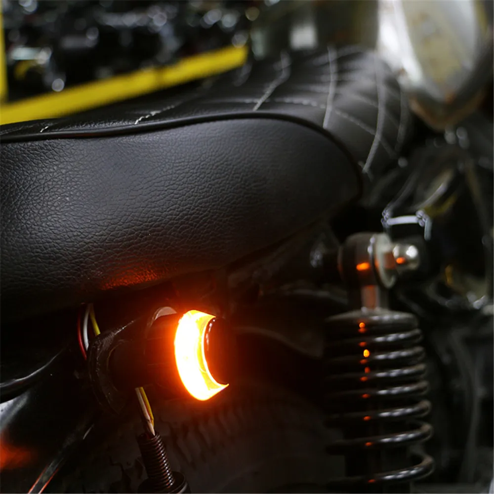 

2 PCS Motorcycle Amber/White LED Handle Bar End Indicator Lights Grip Plug Turn Signal Light For 22mm 7/8" Handlebar