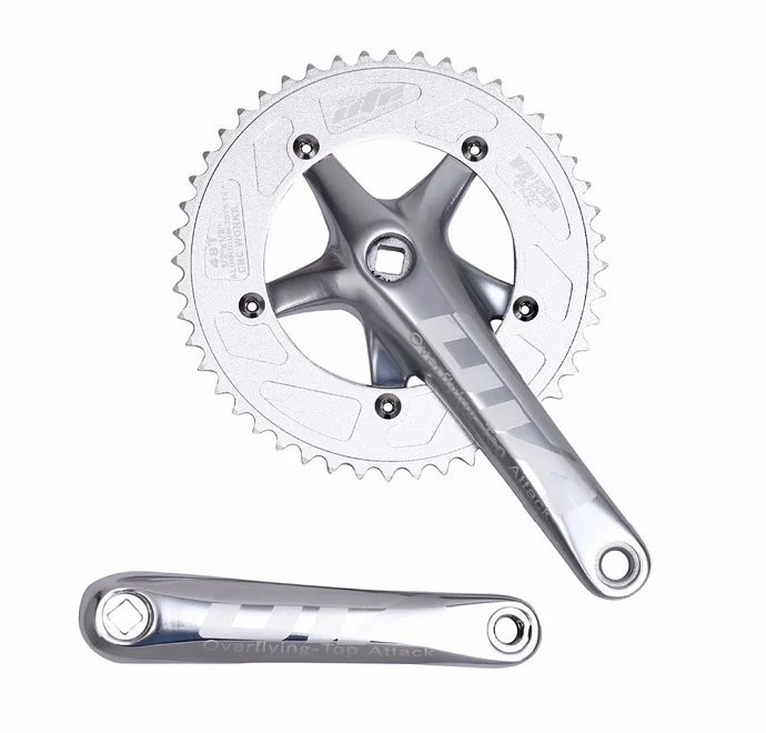 7075 48 T CRANKSET односкоростная фиксированная передача велосипедная система велосипедный дорожный велосипед кривошипный комплект цепное колесо - Цвет: Silver