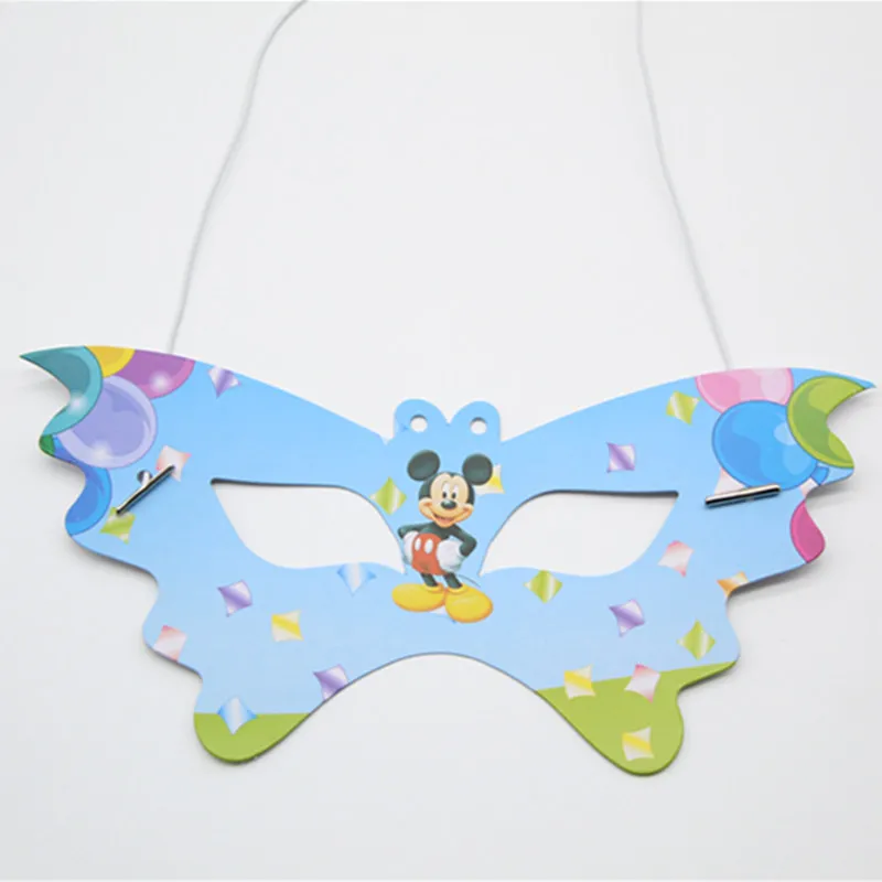 Mask 6pcs Одноразовые вечерние столовые приборы с изображением Микки Мауса, животных, синего цвета, Детская салфетка для душа, поднос, Подарочный пакет, пригласительная карта - Цвет: Mask 6pcs