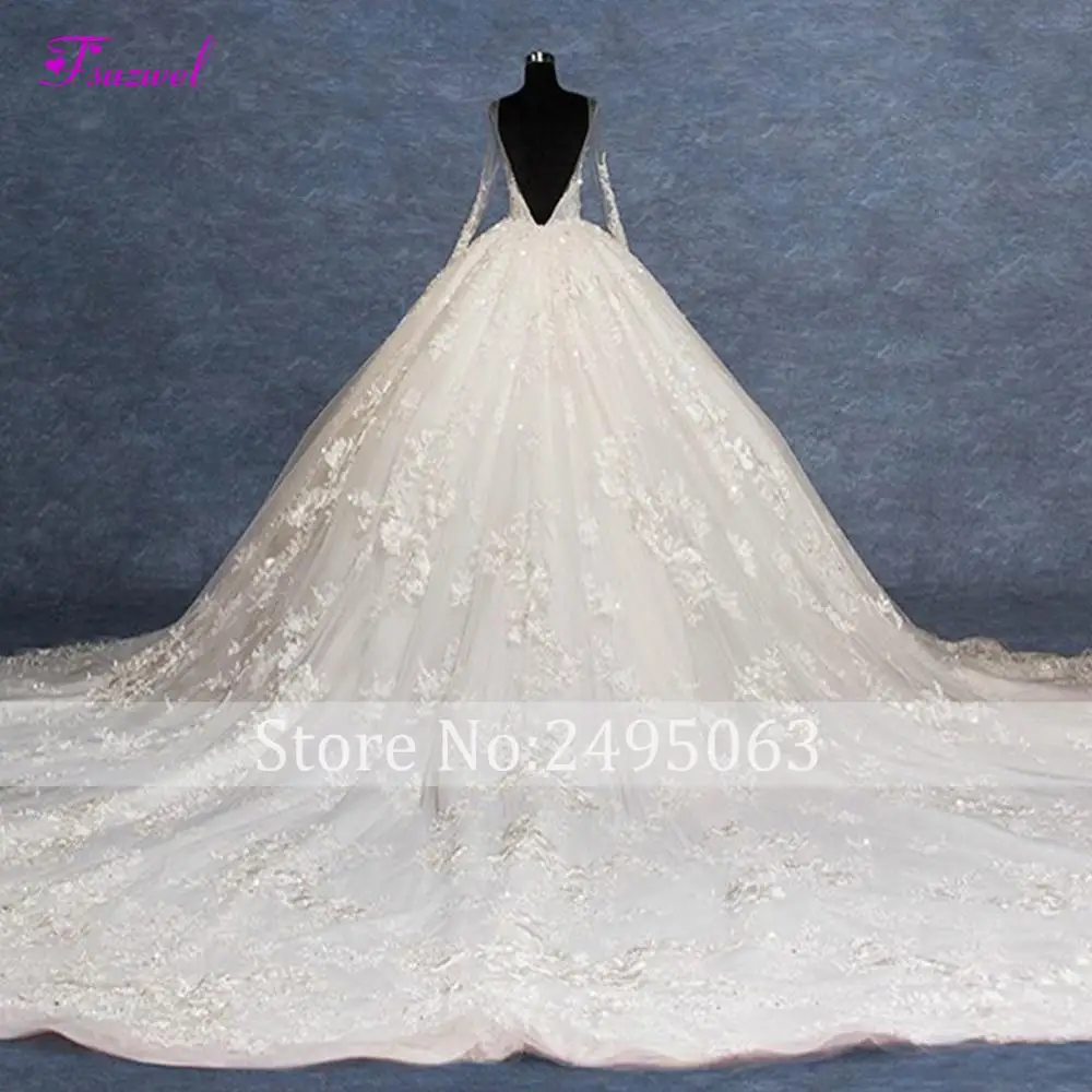 Fmogl Vestido de Noiva бальное платье с длинным рукавом и аппликацией в виде часовни
