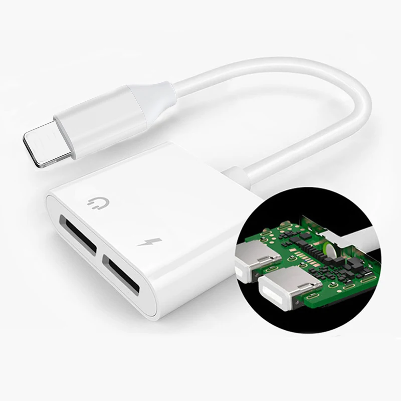 2 в 1 адаптер для iPhone 7 8 X Lightning Jack зарядка аудио наушников разветвитель конвертер