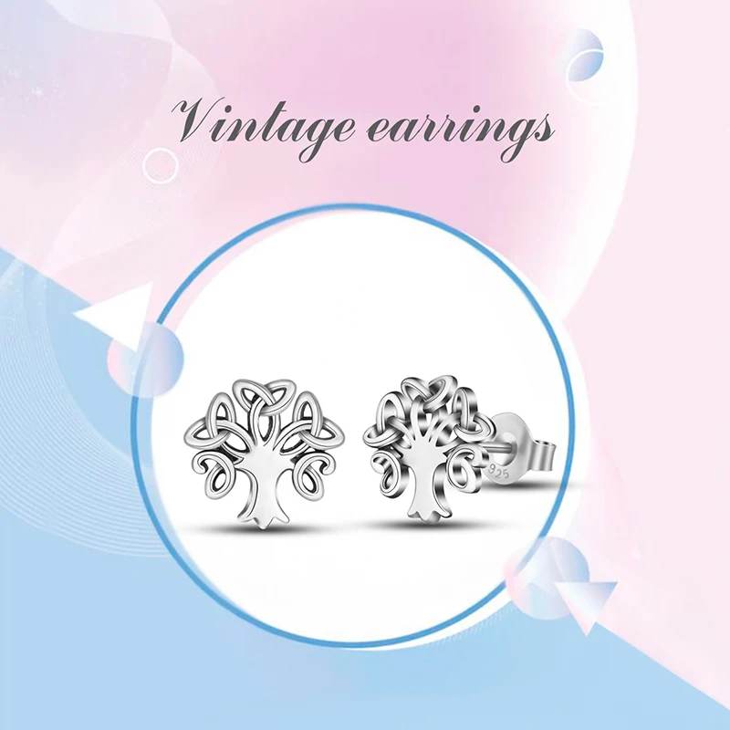 Серьги-гвоздики в виде Древа Жизни Angel Caller серебро 925 пробы ювелирные украшения