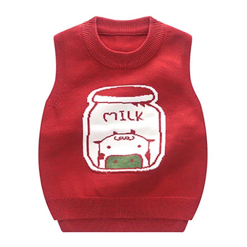 NO2 SLKMSWMDJ new autumn and winter children's sweater vest boy girl knit sweater cute cartoon pattern baby comfort vest 15 colors - Цвет: NO2
