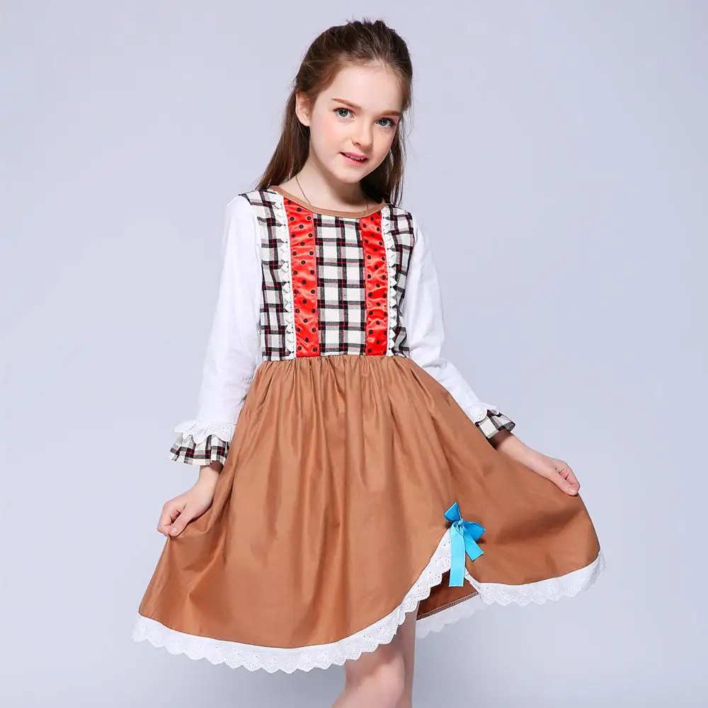 Kseniya kids/одежда с длинными рукавами для девочек; Брендовое платье принцессы; платье с цветочным рисунком; вечерние платья для девочек; Одежда для девочек 10 лет - Цвет: Brown