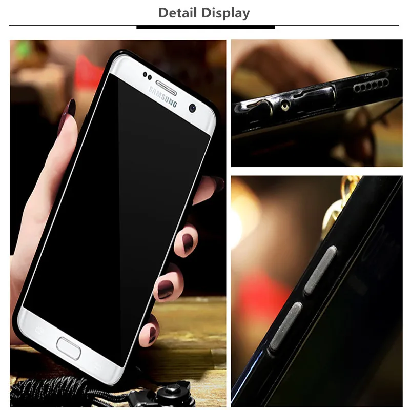 Роскошный телефон чехол для samsung S7 край модные мягкие ПК с палец кольцо шнурки