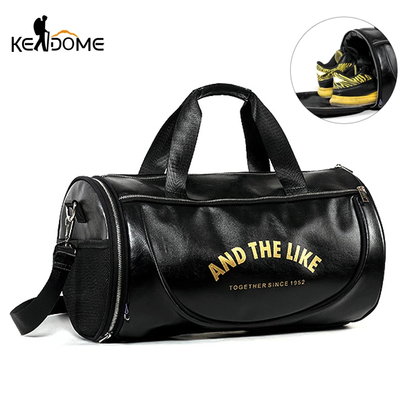 

Men Gym Bag PU Leather Bags Striped Basketball Training Fitness Tas Travel Luggage Handbag Sac De Sport For Women Yoga XA571WD
