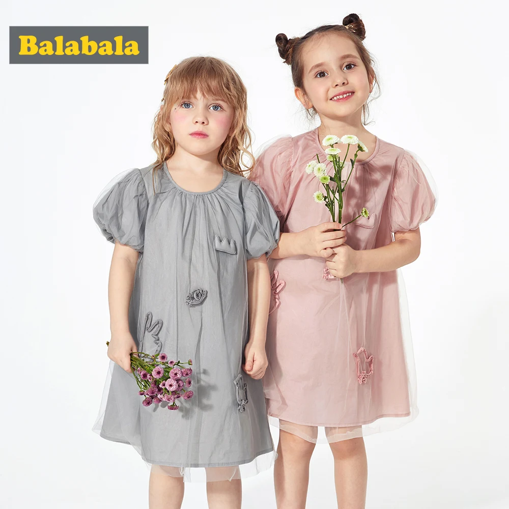 BalabalaPrincess Applique Dresses Baby Girls Clothing Summer Cotton Girl Party School Children frock tutu dress girl | Детская одежда и