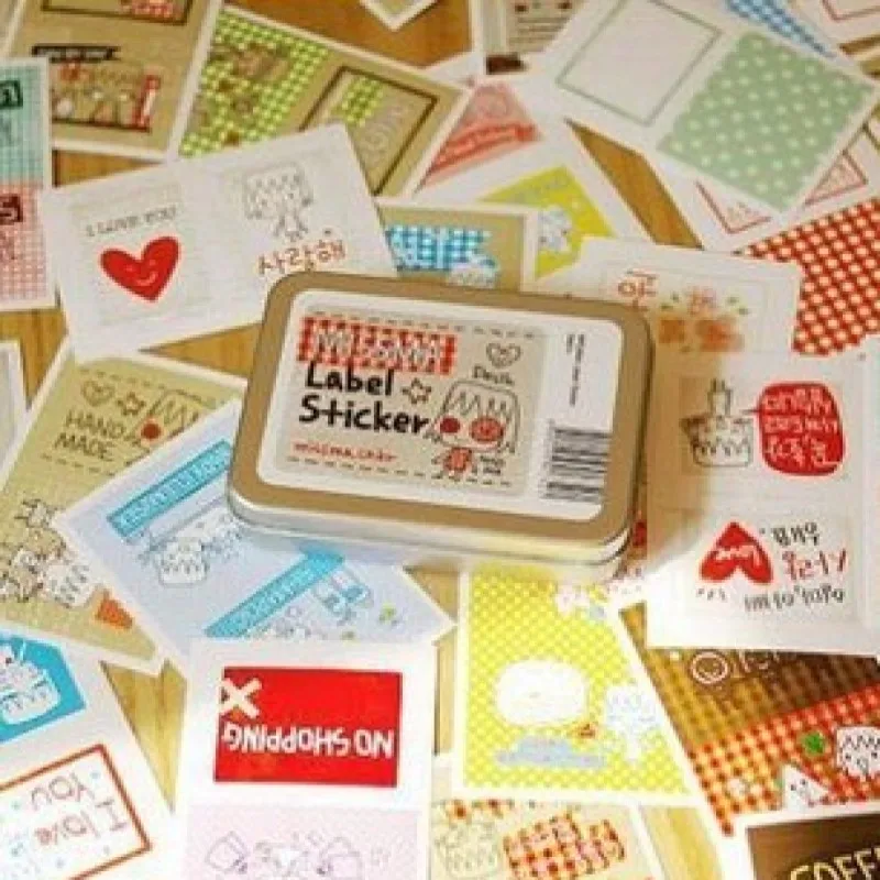 

40 листов Милая наклейка для этикеток мультяшная девочка милое сердце и цветок дизайн Канцтовары ремесло металлическая Оловянная упаковка