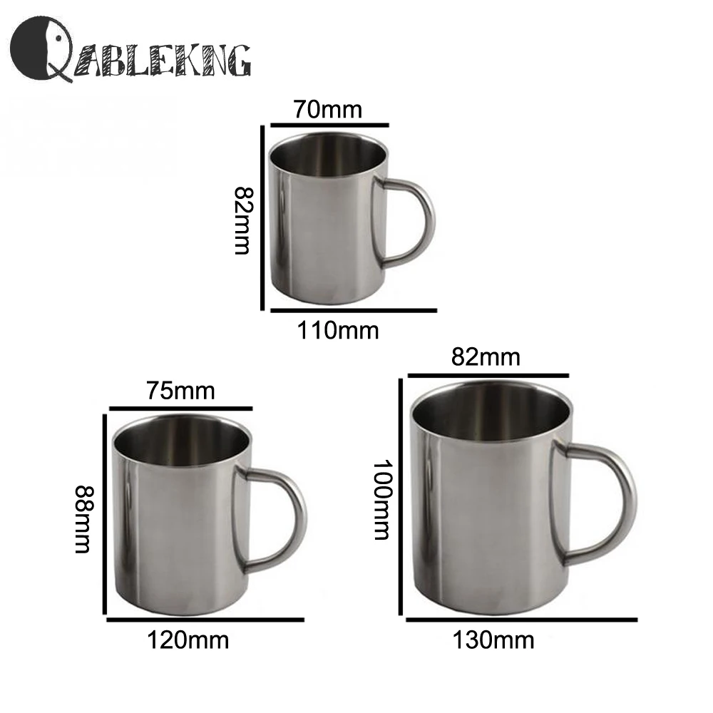 QABLEKNG Classic 3 Размеры пивные кружки модные Нержавеющая сталь Кофе чашки с двойными