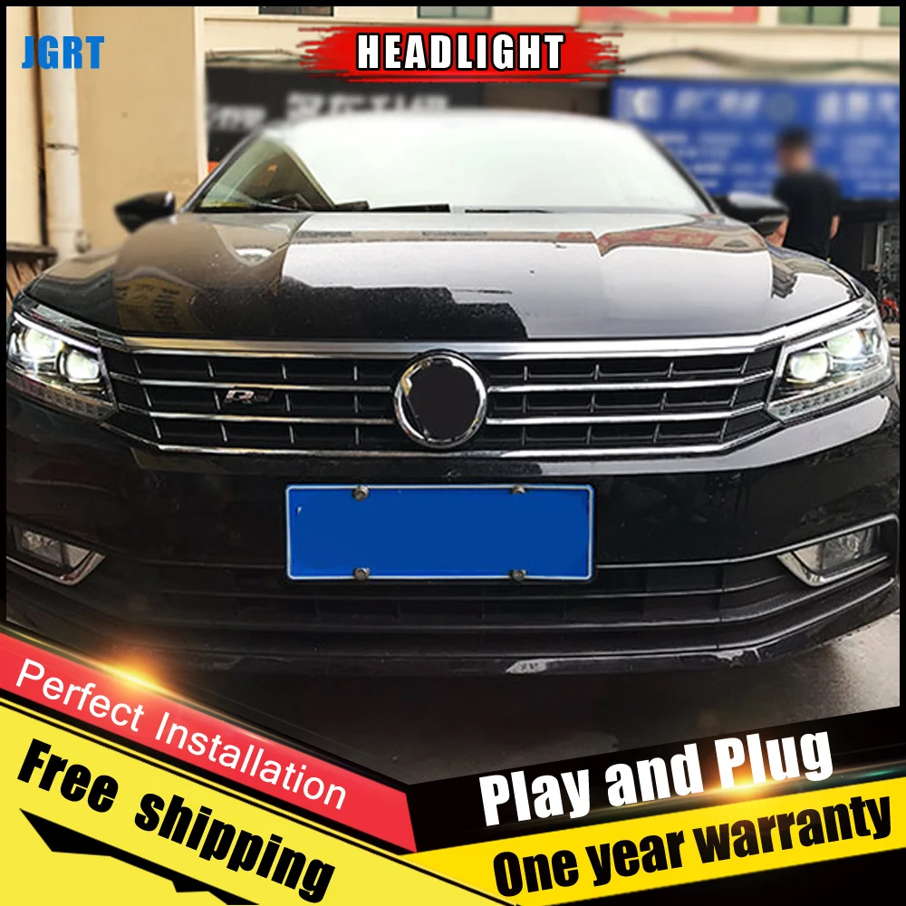2 шт. светодиодный льные светодиодные фары для vw Passat 2011 2017 ные DRL двухлучевые H7 HID