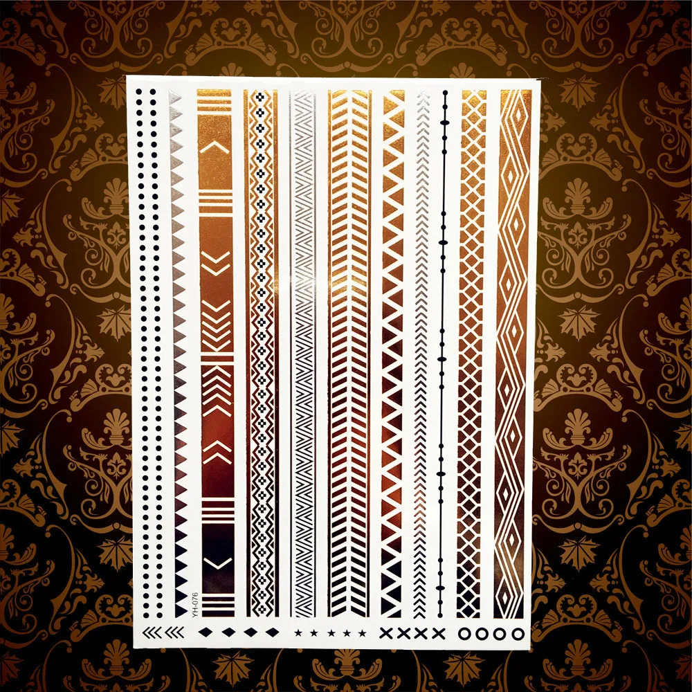 1pc hot brand new henna flash gold metallic temporary tattoo stickers sexy women hyh103 choker designs diamond bracelet tattoos free global shipping