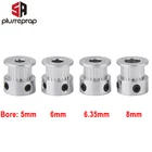 GT2 20 зубов синхронный шкив 5 мм 6 мм 6.35 мм 8 мм вал алюминиевый шкив диаметром сверловки 5 мм для GT2 Ременя шириной 6 мм Запчасти 3D-принтера