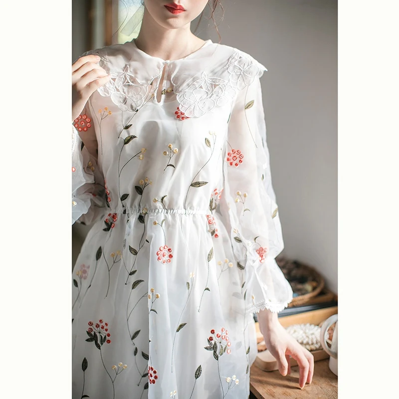 2019 летнее длинное женское платье с цветочной вышивкой Макси консервативный