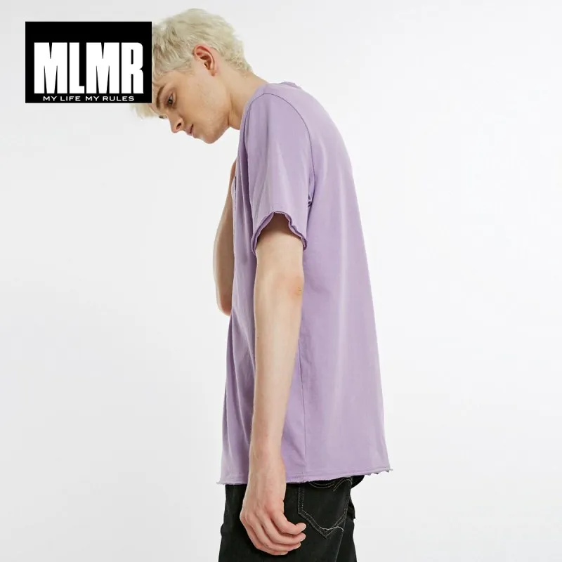 MLMR Мужская футболка с короткими рукавами из 100% хлопка чистого цвета круглым