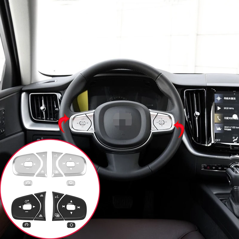 Для Volvo XC60 XC90 S90- ABS хромированный руль отделочное покрытие кнопки автомобиля наклейки Средства для укладки волос 6 шт набор