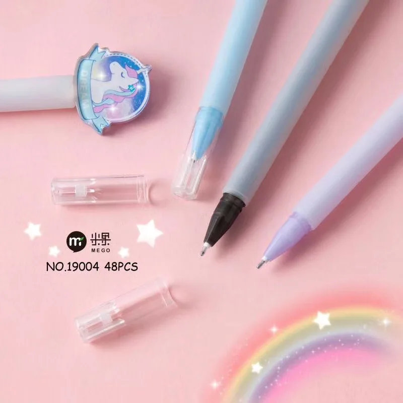 

48 pcs Kawaii Gel Pens Cartoon Dream unicorn Monstera black gel ink pens pens for writing Cute stationery office school supplies