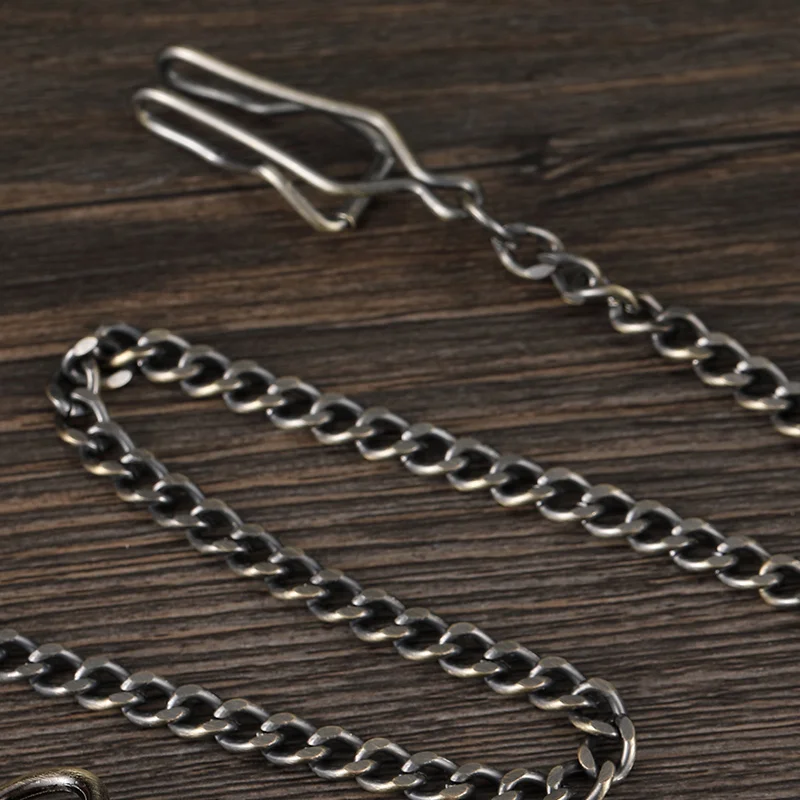 Retro Bronze Steampunk Men  Mechanical Hand-wind Pocket Watch Hollow Roman Dial Skeleton Clock FOB Waist Chain Pocket Watch Gift