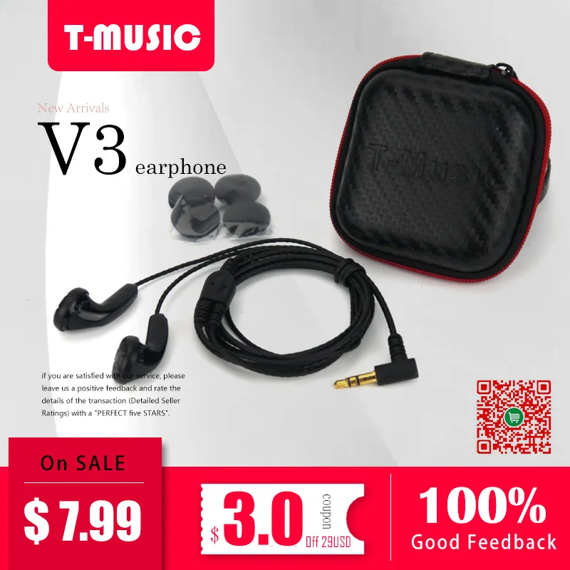 Наушники Version3 V3 / Hifi T Music новая версия 2018 наушники вкладыши 3 5 мм 44 Ом
