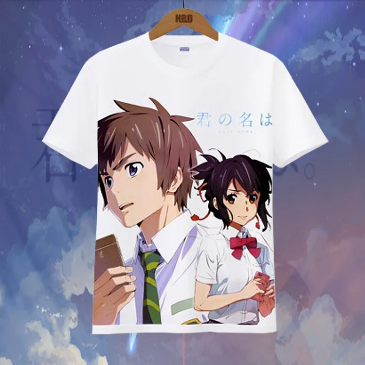 Kimi no Na wa футболка с вашим именем новые японские аниме футболки белая принтом для