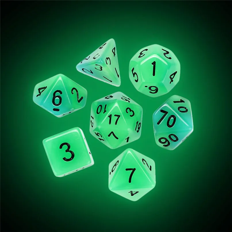 7 шт./компл. цифровой кости Световой TRPG игра многогранные D4-D20 мульти-сторонее