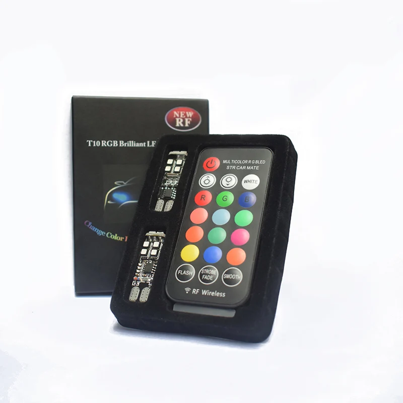 changeable T10 светодиодный W5W сигнальный светильник s Canbus RGB лампа для чтения клиновая лампа стробоскопический Светильник Красочные Многомодовые автомобильные лампы с пультом дистанционного управления - Испускаемый цвет: changeable