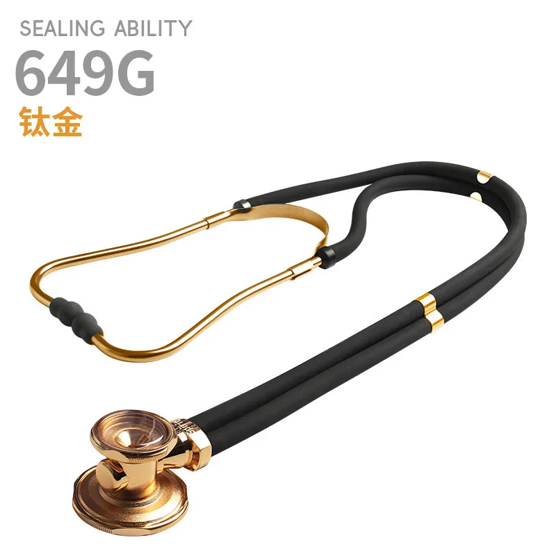 Titanium gold Spirit cardiology Двухтрубная многофункциональная двойная головка профессиональный стетоскоп угловой сплав слушать фетальное сердце медицинские устройства - Цвет: Titanium gold