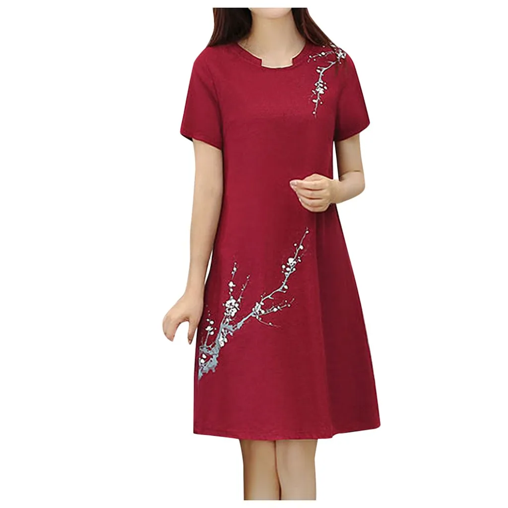 D Женское платье, Vestidos De Verano, модное, полиэстер, ТРАПЕЦИЕВИДНОЕ, летнее, с коротким рукавом, с круглым вырезом, до колен, с принтом, платье Z4 - Цвет: D