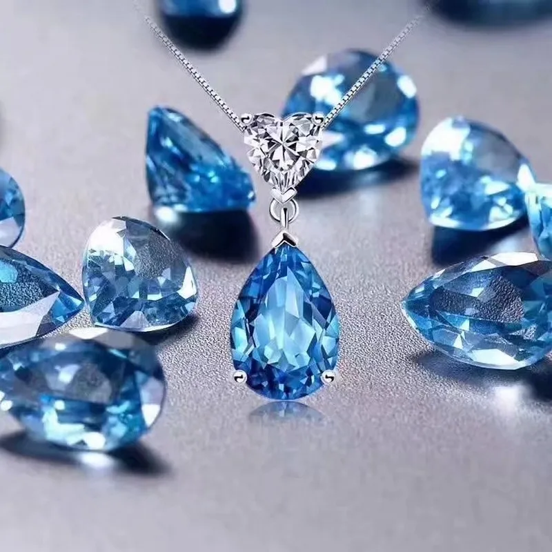Женские Подвески с топазом Fidelity из серебра s925 пробы 8*12 мм|fine jewelry|pendant blue topazjewelry
