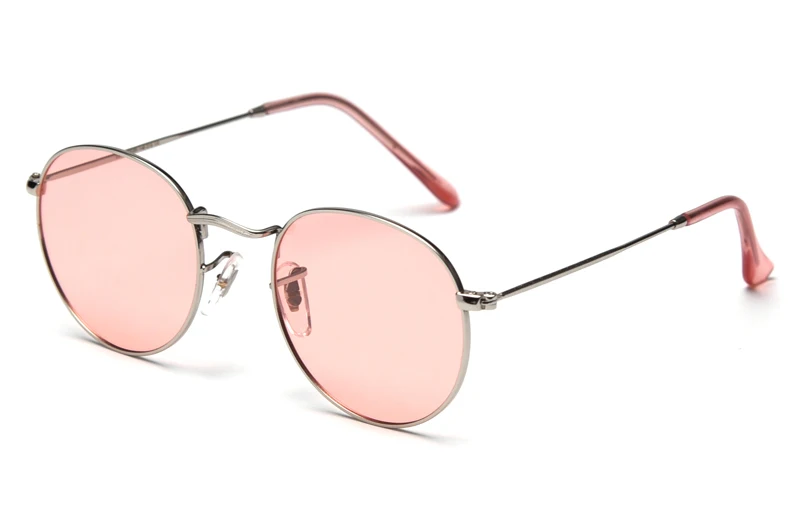 silver with pink Peekaboo женские поляризованные солнцезащитные очки мужские ретро оранжевые красные Золотые круглые солнцезащитные очки с металлической оправой женские uv400 Летний стиль желтый - Цвет линз: silver with pink