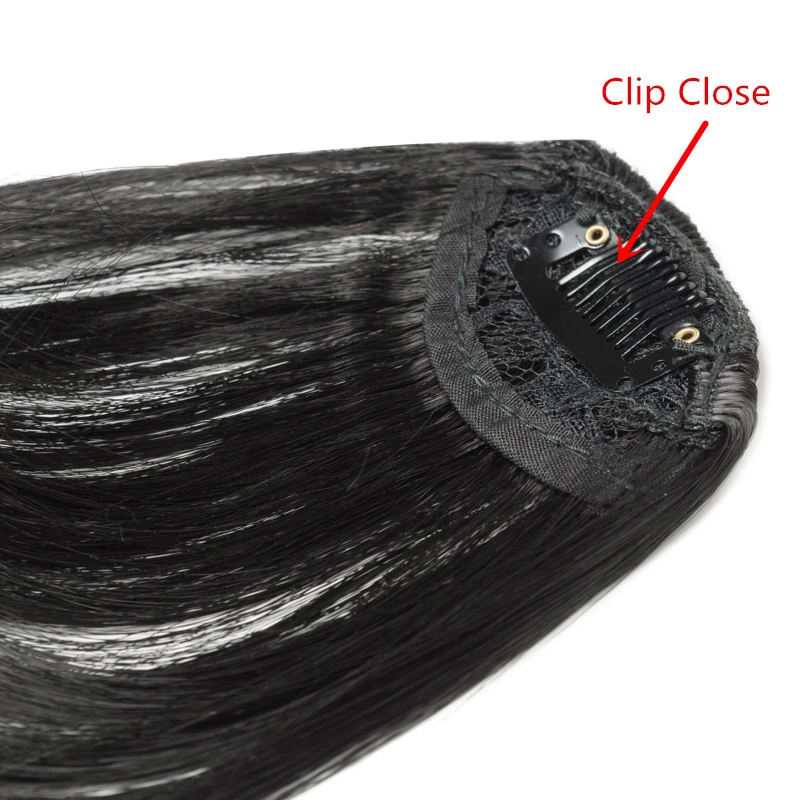 Gres Natural Straight Clip in Hair Extensions Women Synthetic Hair Bangs High Temperature Fiber Dark Brown/Black False Hair
