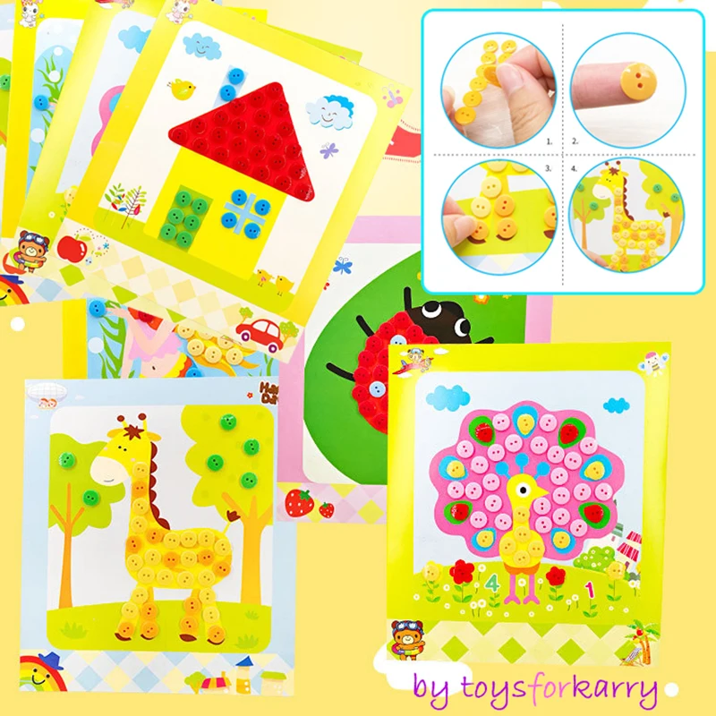 

Kids DIY Button Stickers Drawing Toys Funny Game Handmade School Art Class Painting Drawing Craft Kit Children Early Educational