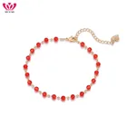 Женские красные перламутровые браслеты, красные стразы с бусинами, регулируемые цепочки для женщин, подарочные украшения